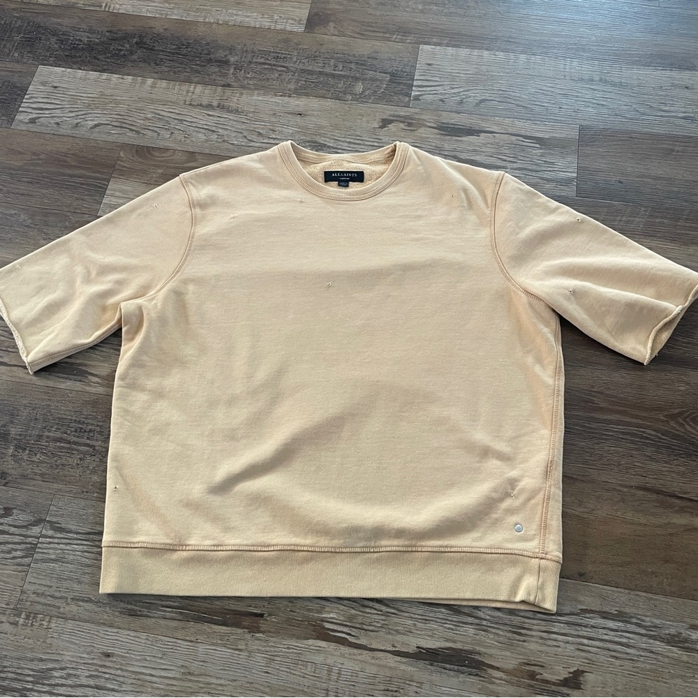 All Saints yellow fleece short sleeve crew neck M